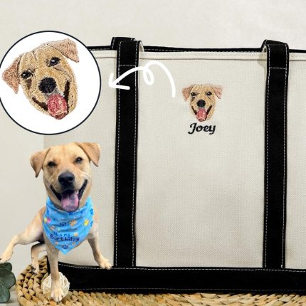 Custom Embroidered Pet Portrait Tote